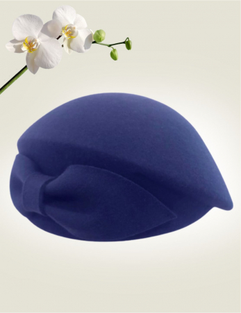 Palarie toca din fetru lux cu funda eleganta PRINCESS LUX (ALBASTRU) - marime unica, reglabila [2]