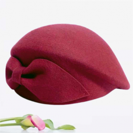 Palarie toca din fetru lux cu funda eleganta PRINCESS LUX (GRENA) - marime unica, reglabila [3]