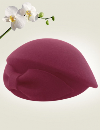 Palarie toca din fetru lux cu funda eleganta PRINCESS LUX (GRENA) - marime unica, reglabila [2]