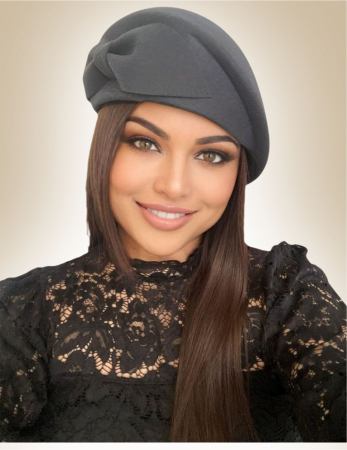 Palarie toca din fetru lux cu funda eleganta PRINCESS LUX (GRI perlat) - marime unica, reglabila [1]