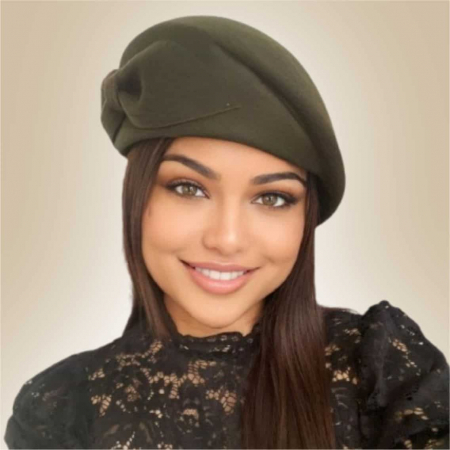 Palarie toca din fetru lux cu funda eleganta PRINCESS LUX (KAKI) - marime unica, reglabila [3]