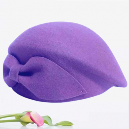 Palarie toca din fetru lux cu funda eleganta PRINCESS LUX (MOV) - marime unica, reglabila [3]