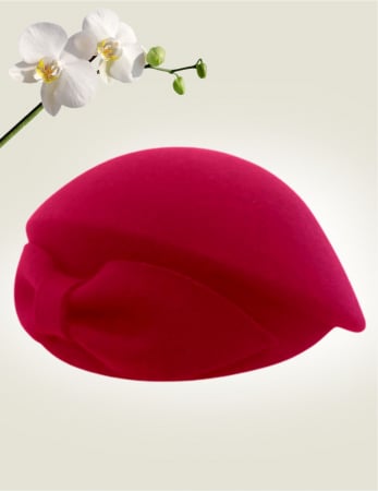 Palarie toca din fetru lux cu funda eleganta PRINCESS LUX (ROSU) - marime unica, reglabila [2]