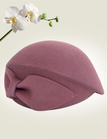 Palarie toca din fetru lux cu funda eleganta PRINCESS LUX (ROZ pudra) - marime unica, reglabila [2]