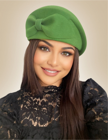 Palarie toca din fetru lux cu funda eleganta PRINCESS LUX (VERDE aprins) - marime unica, reglabila [1]