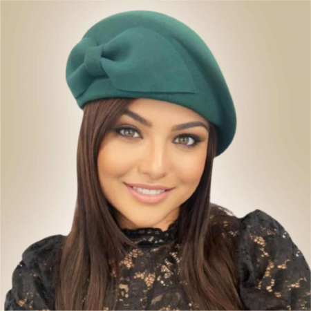 Palarie toca din fetru lux cu funda eleganta PRINCESS LUX (VERDE persan) - marime unica, reglabila [4]