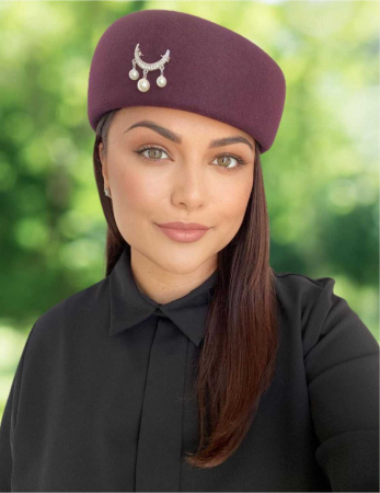 Palarie dama toca ROYAL LUX -palarie grena, reglabila [4]