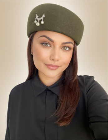 NOUTATI - Palarie dama toca ROYAL LUX -palarie kaki, reglabila