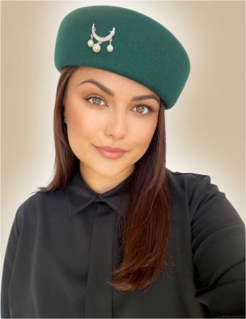 PALARII VERZI - Palarie dama toca ROYAL LUX -palarie verde, reglabila