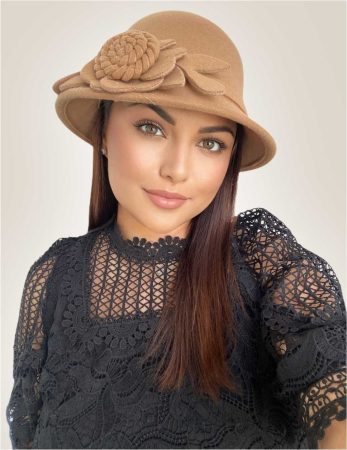 Palarie dama fetru Rose-palarie maro, palarie reglabila [1]