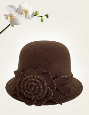 Palarii dama | Palarie dama fetru Rose-palarie maro, reglabila | Preturi atractive + Transport Gratis la comenzi de minim 99 lei. Profita si tu! [4]