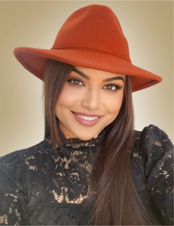 Palarie dama din fetru lux MISS ITALY (CARAMIZIU) - marime unica, reglabila [2]