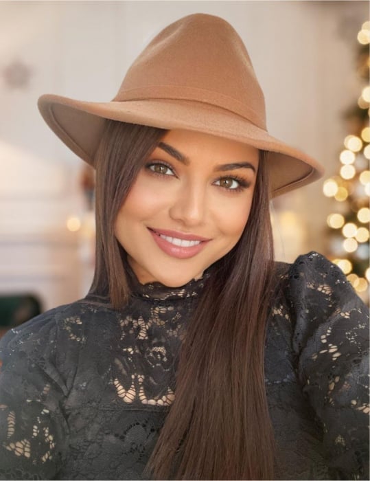 PALARII dama MARO cappuccino - Palarie dama din fetru lux MISS ITALY (MARO deschis) - marime unica, reglabila