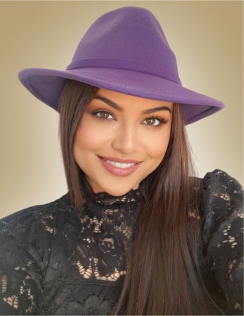 Palarie dama din fetru lux MISS ITALY (MOV) - marime unica, reglabila [2]
