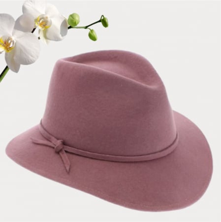Palarie dama din fetru lux MISS ITALY (ROZ PUDRA) - marime unica, reglabila [3]