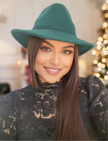 PALARII VERZI - Palarie dama din fetru lux MISS ITALY (VERDE) - marime unica, reglabila