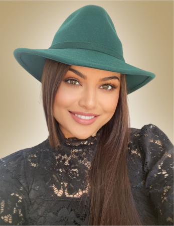 Palarie dama din fetru lux MISS ITALY (VERDE) - marime unica, reglabila [2]