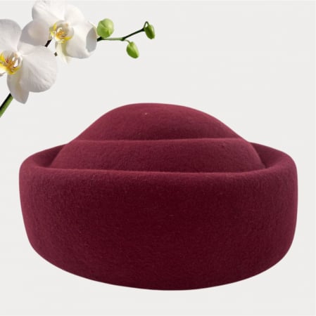 Palarie dama tip toca din fetru lux CONTESA LUX (GRENA) - marime unica, reglabila [3]