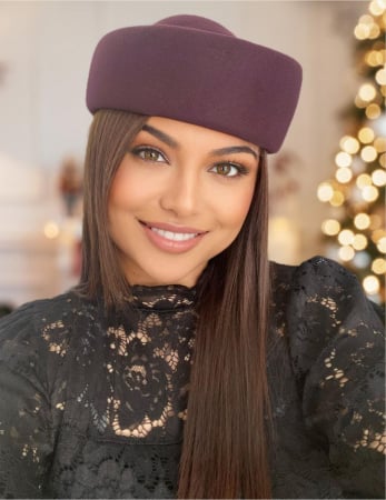 PALARII GRENA - Palarie dama tip toca din fetru lux CONTESA LUX (GRENA prunia) - marime unica, reglabila