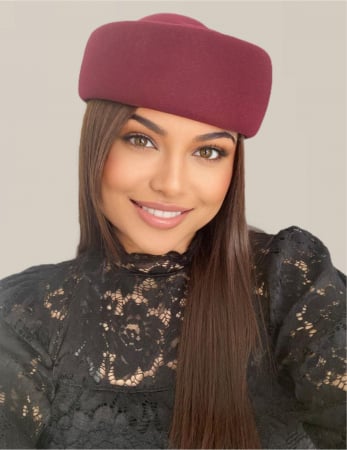 Palarie dama tip toca din fetru lux CONTESA LUX (GRENA) - marime unica, reglabila [2]