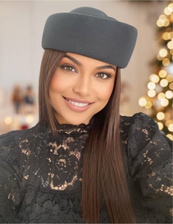 PALARII GRI - Palarie dama tip toca din fetru lux CONTESA LUX (GRI inchis) - marime unica, reglabila