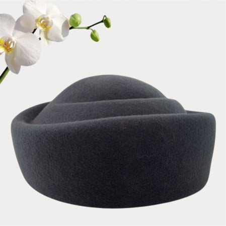 Palarie dama tip toca din fetru lux CONTESA LUX (GRI inchis) - marime unica, reglabila [3]