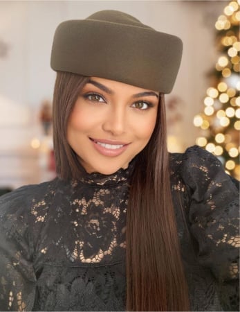 PALARII KAKI - Palarie dama tip toca din fetru lux CONTESA LUX (KAKI) - marime unica, reglabila