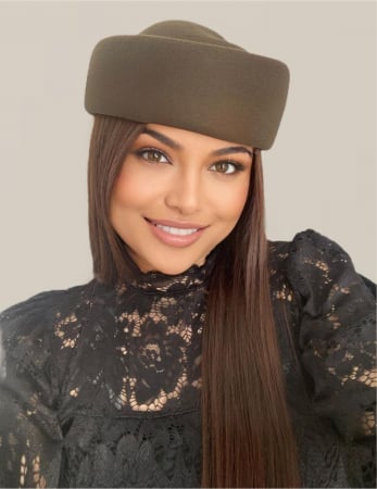 Palarie dama tip toca din fetru lux CONTESA LUX (KAKI) - marime unica, reglabila [2]