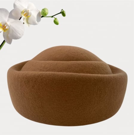 Palarie dama tip toca din fetru lux CONTESA LUX (MARO cappuccino) - marime unica, reglabila [3]