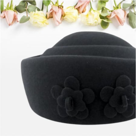 Palarie dama tip toca din fetru lux MARCHIZA LUX (NEGRU) - marime unica, reglabila [5]