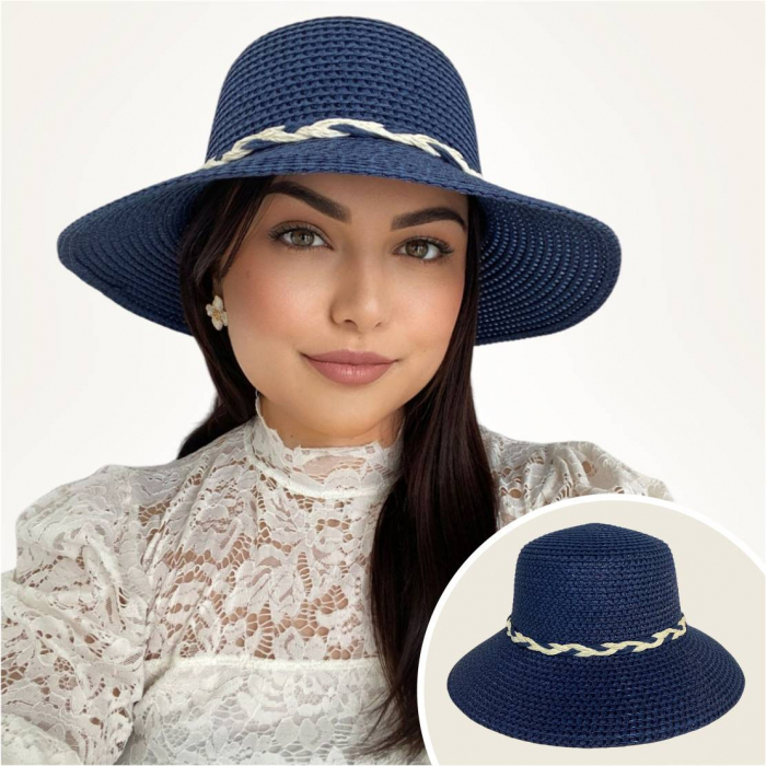 1+1 CADOU: Palarii soare cu boruri medii SIDONIA LUX (NEGRU + BLEUMARIN) - marime unica, reglabila [5]