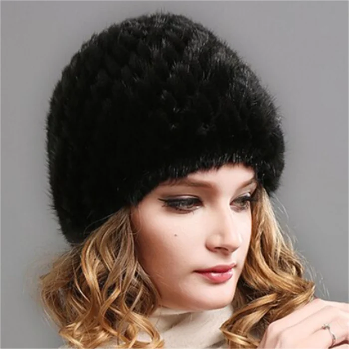 Caciula din blana de NURCA - Princess (NEGRU) - marime universala [2]