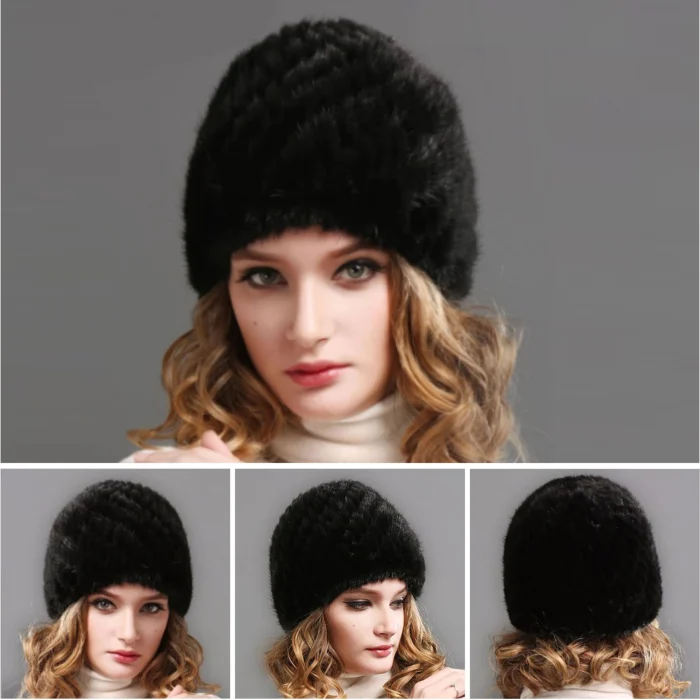 Caciula din blana de NURCA - Princess (NEGRU) - marime universala [4]