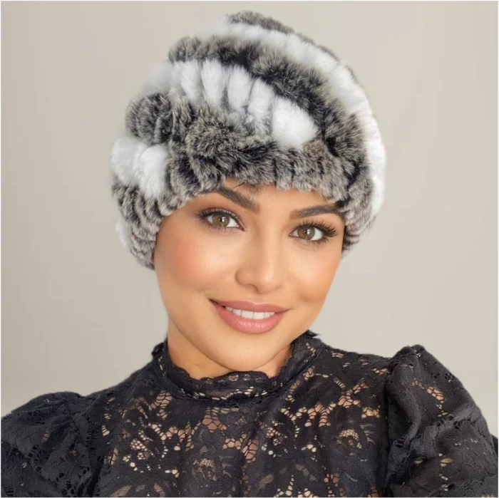 Caciula eleganta din blana CORA (GRI+ALB) - marime universala [5]