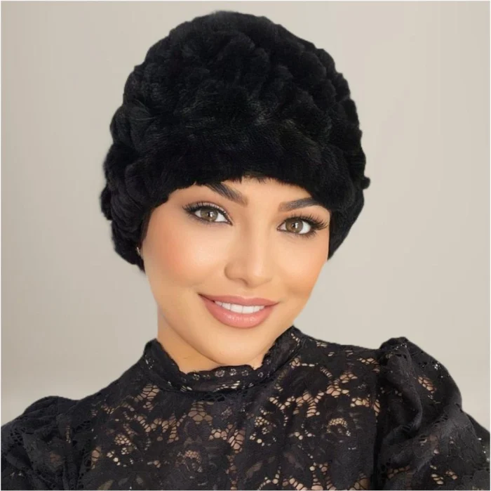 Caciula eleganta din blana ELISE (NEGRU) - marime universala [4]