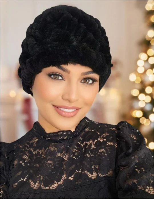 Caciula eleganta din blana ELISE (NEGRU) - marime universala [2]