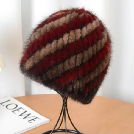 Caciula din blana de NURCA - Princess Lux (MARO+GRENA) - marime universala [3]