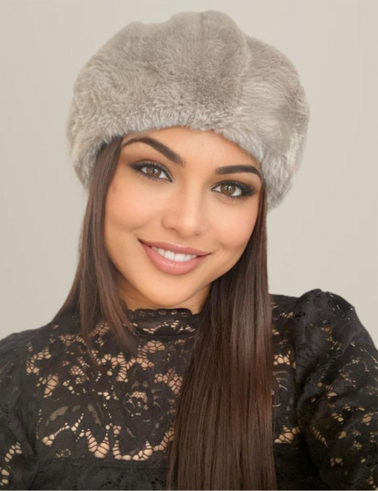 Caciula eleganta si calduroasa de blana JULIETTE (GRI deschis) - marime universala, reglabila [3]