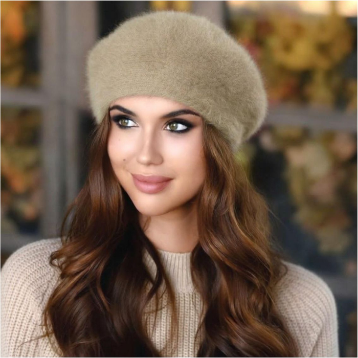 Caciulita eleganta din lana de Angora (KAKI deschis) - marime UNIVERSALA [2]