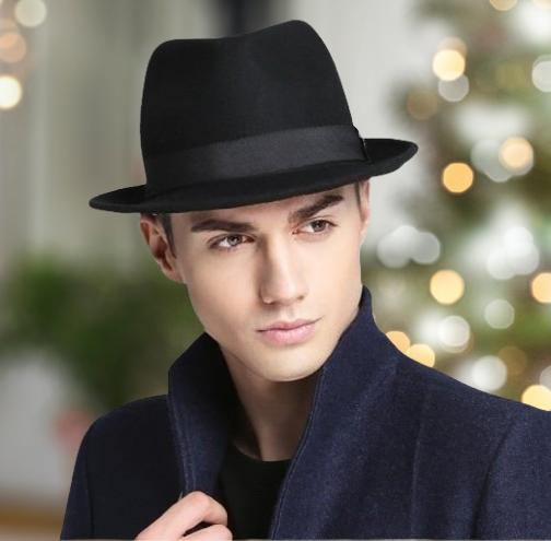 Palarie barbati din fetru lux Mister Fedora Lux (NEGRU) [3]