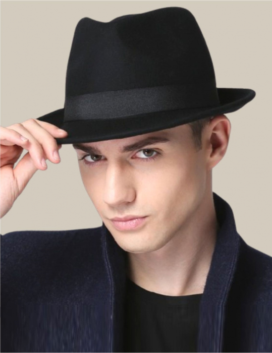 Palarie barbati din fetru lux Mister Fedora Lux (NEGRU) [5]