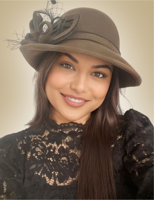 Palarie dama fetru Elegance-palarie neagra, reglabila [2]