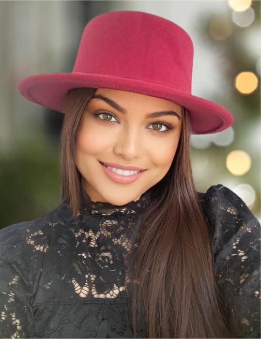 Palarie dama cu boruri rotunde MISS CASTILLIA (GRENA) - marime unica, reglabila [1]