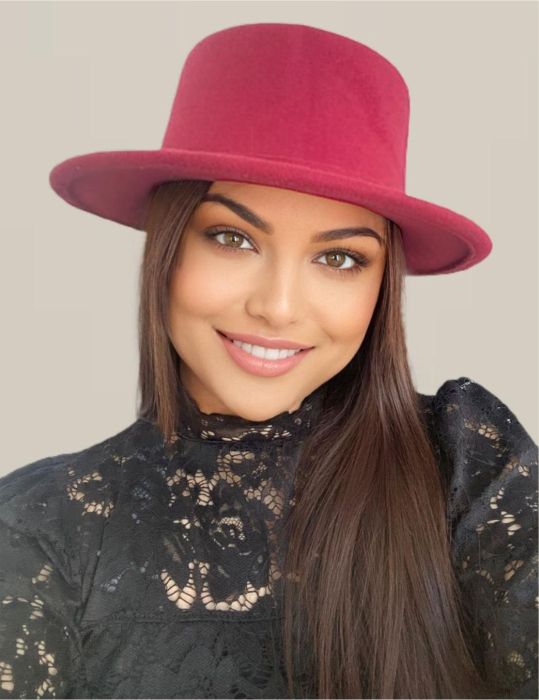 Palarie dama cu boruri rotunde MISS CASTILLIA (GRENA) - marime unica, reglabila [2]