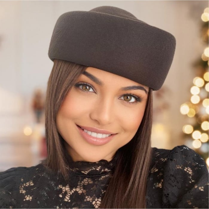 Palarie dama tip toca din fetru lux CONTESA LUX (MARO mahon) - marime unica, reglabila [3]