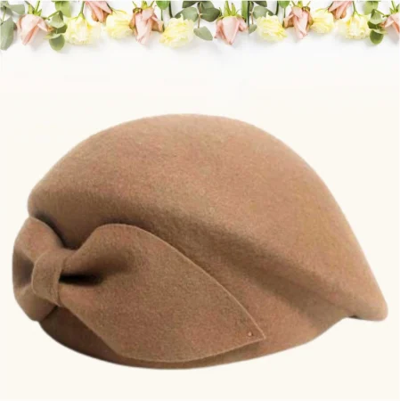 Palarie dama tip toca din fetru lux PRINCESS LUX (MARO cappucino) - marime unica, reglabila [4]