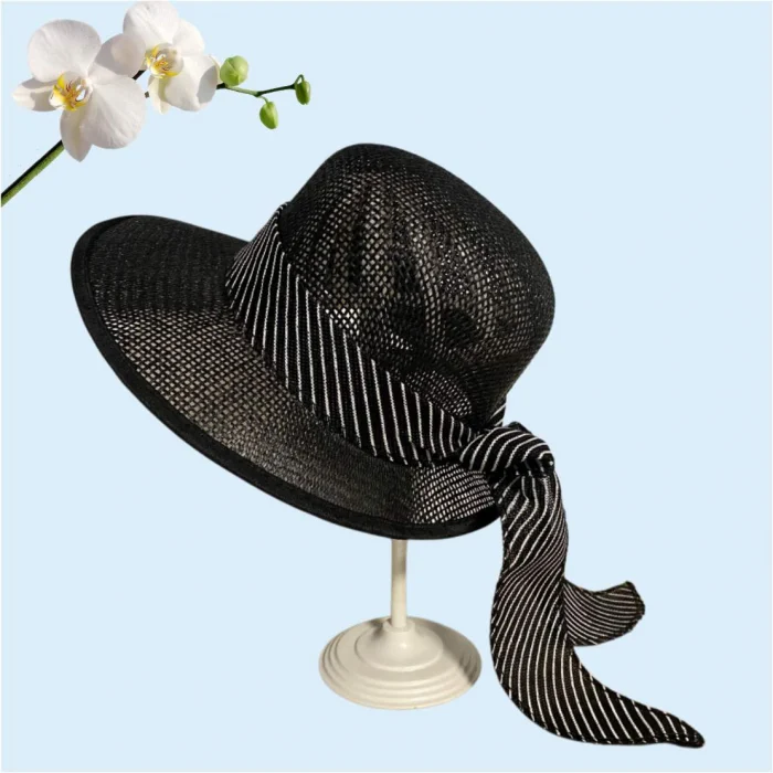 Palarie de soare de lux cu boruri tip sepcuta COCHETTE LUX (NEGRU) - marime unica, reglabila [3]