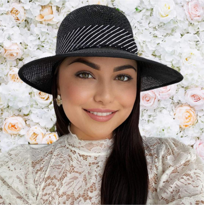 Palarie de soare de lux cu boruri tip sepcuta COCHETTE LUX (NEGRU) - marime unica, reglabila [2]