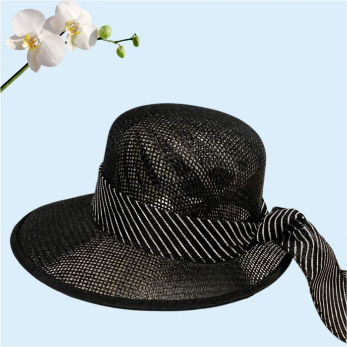 Palarie de soare de lux cu boruri tip sepcuta COCHETTE LUX (NEGRU) - marime unica, reglabila [4]