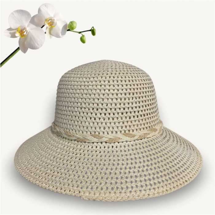 Palarie de soare de lux cu boruri rotunde medii SIDONIA LUX (CREM) - marime unica, reglabila [4]